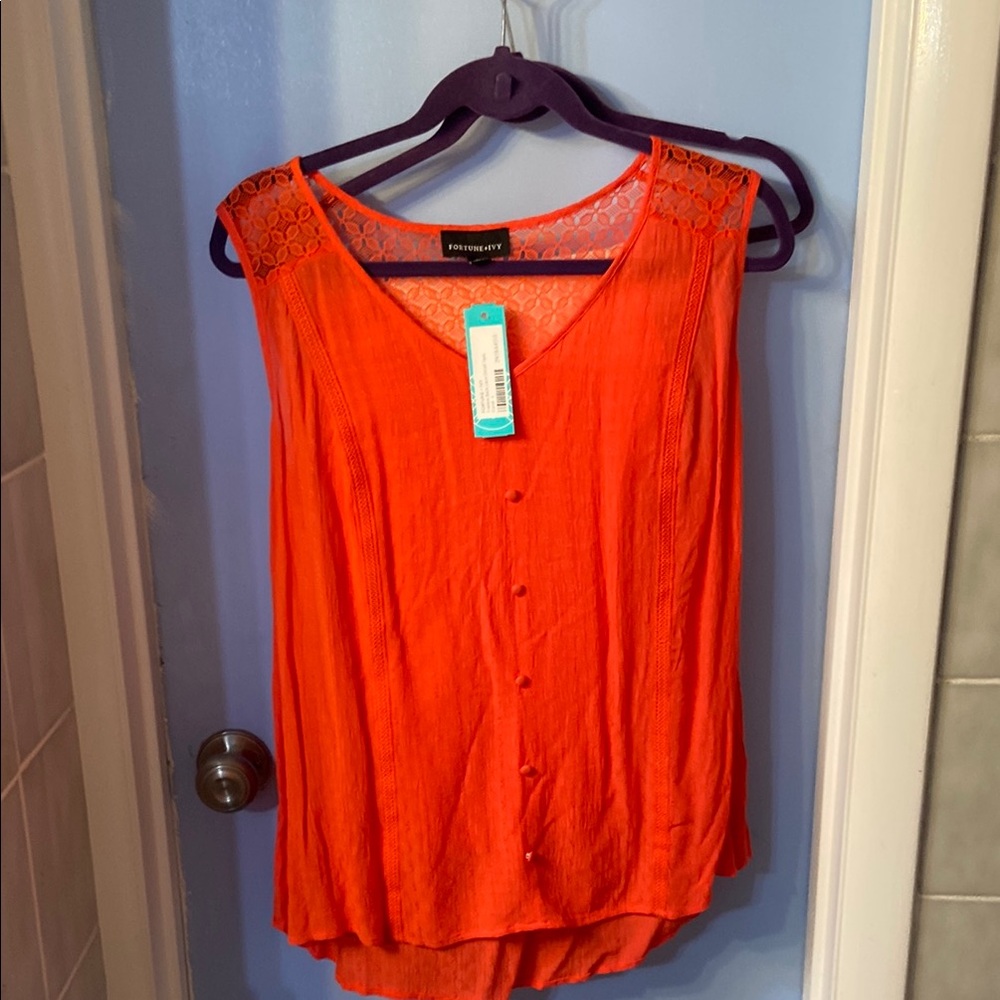 Fortune / Ivy. Orange Buttoned Relaxed Blouse